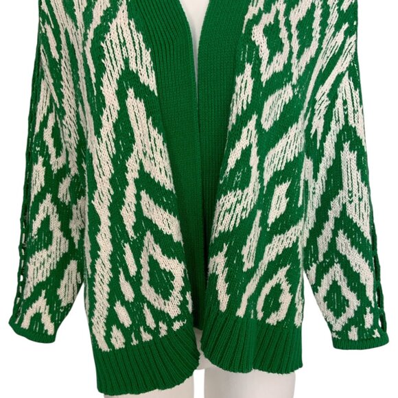 Anthropologie Krisha Cardigan Sweater S Green Crochet Trim - Picture 13 of 16